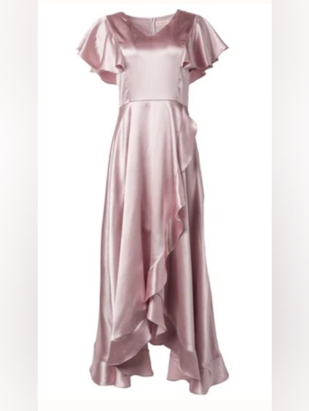 Ivy City Soft Pink Satin Ruffle Maxi Dress 28 4x